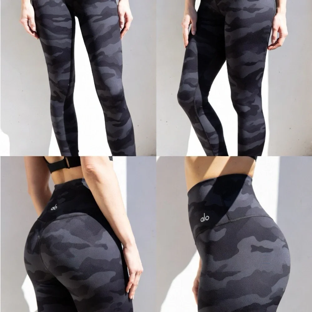 Alo Yoga Cropped Camo High Waist Leggings Size M Athletic Workout Yoga Pants